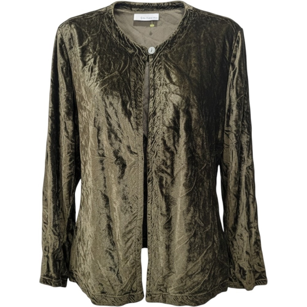 Bryn Walker Crushed Velvet Open Cardigan Jacket Wom M Green Whimsy Fairy Forest